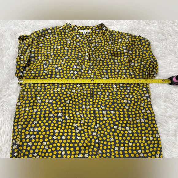 CAbi 100% Silk Clover Polka Dot Short Sleeve Button Down Blouse Women’s Size S - Picture 12 of 13